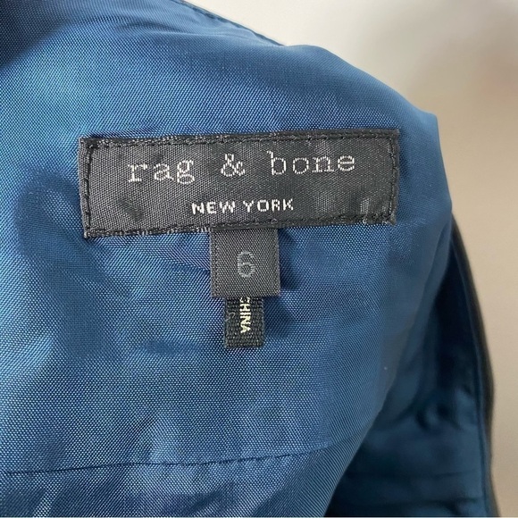 Rag & Bone Lambskin Leather trim, satin and Fringe Mini Skirt - Picture 4 of 7